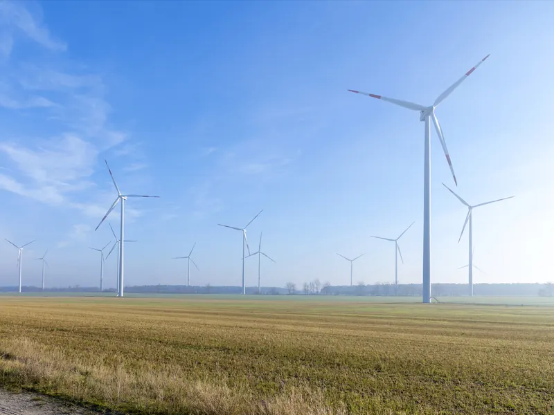 Onshore wind farm with several wind turbines