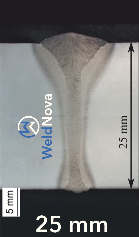 Macrograph of a WeldNova single-pass weld in 25 mm plate